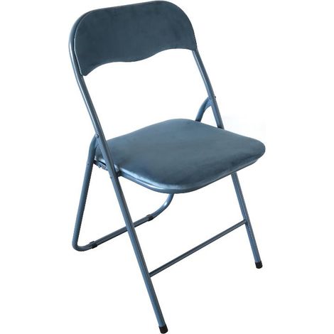 1 Pezzo Sedia da Arredo Pieghevole in Velluto Amanda Blu (1/2)