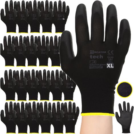 Guanti da lavoro MERCATOR Tech neri + neri in PU - XL - 120 paia (1/5)