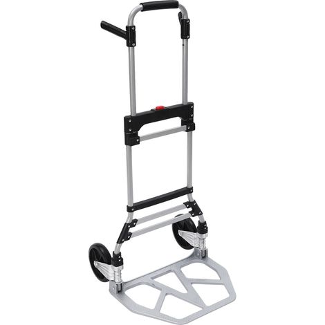 Chariot pliant, poignées réglables, rangement compact, Argent (1/2)