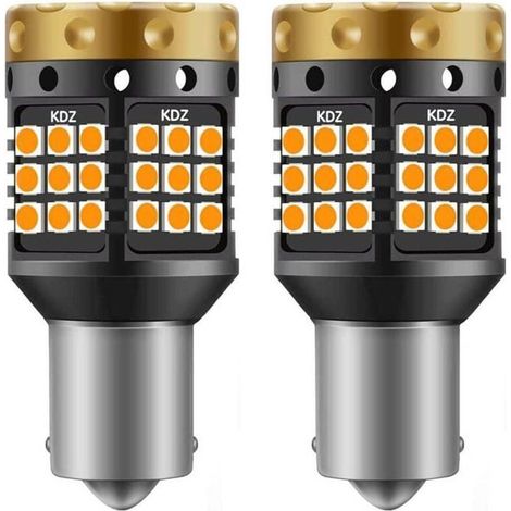 KLVGTIFS PU - 1156 BA15S P21W Ampoules Clignotants LED Ambre Jaune Orange 3700LM 3030 45 SMD Canbus Sans Erreur Anti-Hyper Flash (Pack de 2) (1/4)
