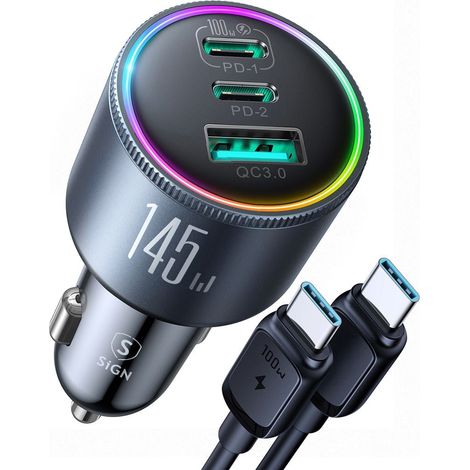 Sign autoladegerat 145w mit 2x usb c 1x usb a - pd qc30