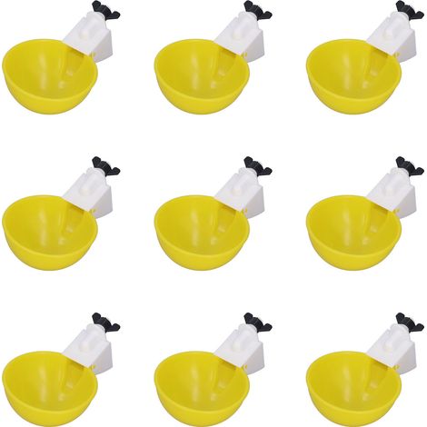 9 pièces Abreuvoirs Automatiques Jaunes pour Volailles, Poulets, Canards, Oies et Cailles