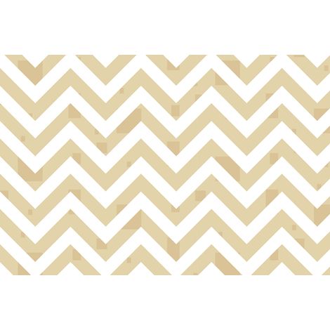 Papier peint panoramique beige & blanc géométrique | Tapisserie panoramique motif zigzag chambre adulte | Papier peint panoramique moderne salon - 267 x 400 cm (4 pièces) (1/2)