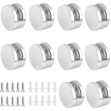 10 Pièces Clips Verre en Alliage Zinc Clips de Miroir Support pour 4-6mm Pince de Verre (Accessoires Compris) (1/4)