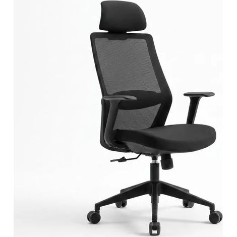 Fauteuil de bureau pivotant en tissu mesh noir assise réglable – WESLEY (1/5)