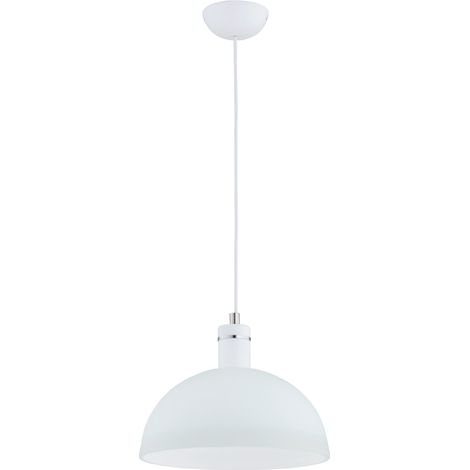Alfa DAMA ONE Modern White Metal Pendant Ceiling Lamp, 1xE27 (max 15W), 30 cm Shade, 85 cm Drop, Minimalist Hanging Light for Dining Room, Living Room, Bedroom, Dimmable