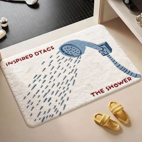 Tapis de bain bleu effet cachemire, ultra-absorbant, antidérapant, lavable en machine, 50 x 80 cm (1/5)