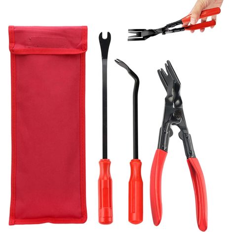 Pince a Degrafer Set, Pinces à Riveter en Plastique, Outil de Rivetage en Plastique, Pince à Retirer Les Clips de Panneau, Clips Voiture Ensemble D'outils, 3 Pièces, avec 1 Sac de Rangement (1/5)