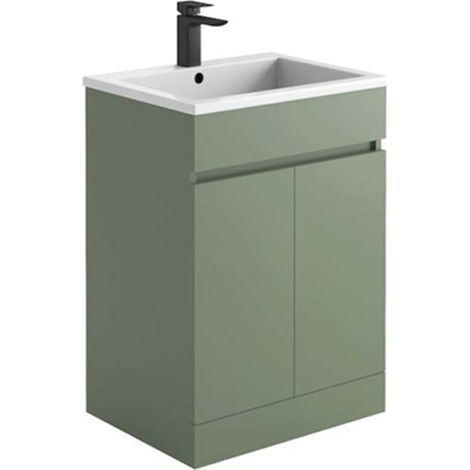 Orbit Empire Floor Standing 2-Door Vanity Unit with Basin 600mm Wide - Matt Sage Green (1/4)