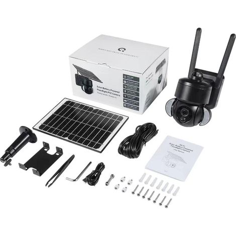 Caméra de surveillance solaire autonome PTZ 1,5 pouces 3MP Full HD Extérieure Intérieure, Rotation 360° Panoramique, Vision nocturne couleur double lumière 50m, Détection humaine intelligente, Audio b (1/5)