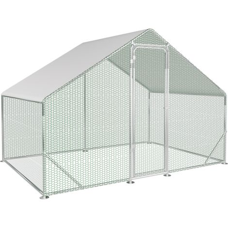 Randaco Hühnerstall 6 m² 3x2x2 m Freilaufgehege aus verzinktem Stahl mit PE-Dach und Tür