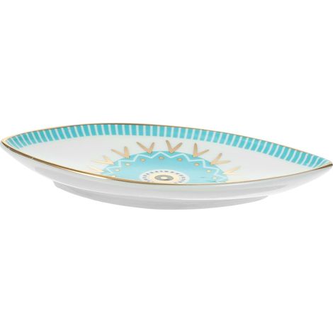 Plat à Bijoux Œil Protecteur en Céramique Lisse Bleu, Plateau de Rangement pour Bagues et Clés, Accessoire Décoratif Multifonction pour Maison et Bureau, (1/5)