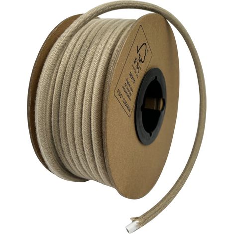 Bobine câble électrique tissu lin, longueur 25m, diamètre 6.2mm, câble 2X0.75MM2 - Tibelec (1/5)
