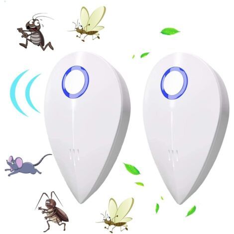 Lot de 2 Répulsif anti-insectes à ultrasons, à brancher à l'intérieur. Élimine les moustiques et les cafards. Silencieux et polluant, sûr et écologique. Convient aux bébés et aux femmes enceintes. (1/4)