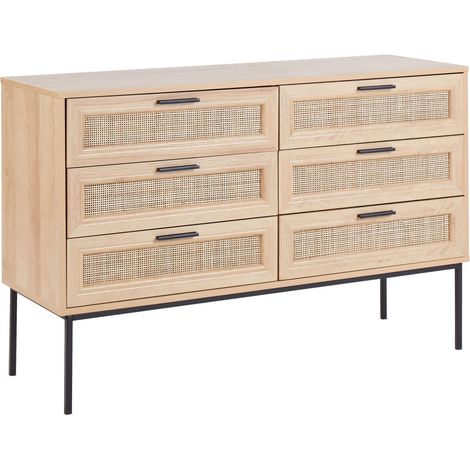 Kommode mit 6 Schubladen PASCO Hellbraun