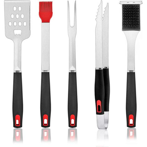 Accessoires pour barbecue, ensemble de 5 ustensiles en acier inoxydable pour barbecue extérieur, robustes et lavables au lave-vaisselle, résistants à la chaleur