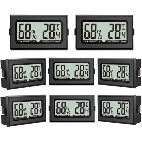Lot de 8 thermomètres hygromètres numériques avec écran LCD pour intérieur, bureau, salon et cave à vin (piles incluses)