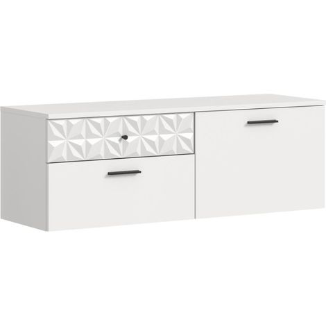 Prisma meuble à chaussures 2 portes coulissantes, 1 porte battante, 2 tiroirs, 1 étagère blanc.