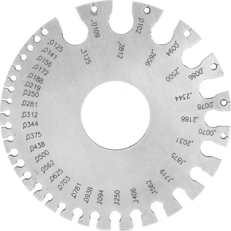 Règle de mesure d'épaisseur de fil en acier inoxydable 0-36 (0,3125"-0,007") (1/5)
