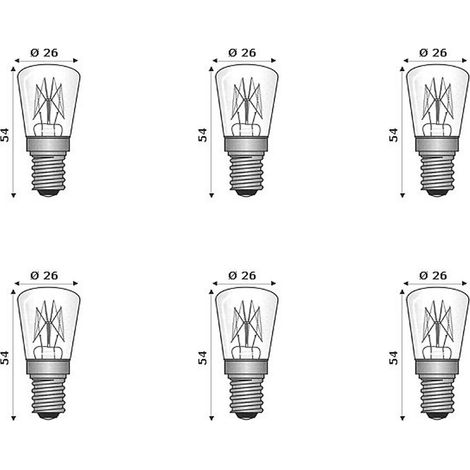 Multipack da 6 lampadine wimex incandescenti tubolari 15w e14 24v 220-240v