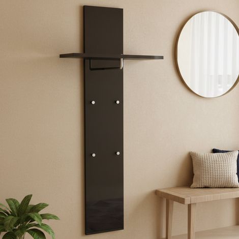 Dmora - Meuble d'entrée Dlentin, Hall d'entrée multifonctionnel moderne, Meuble polyvalent pour hall d'entrée, 100% Made in Italy, cm 50x27h140, Anthracite Brillant (1/4)