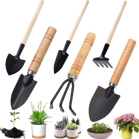 Mini ensemble d'outils de jardin - petit ensemble d'outils de jardin - mini outils de jardin bonsaï - pratique pour le jardin - 6 pièces (1/5)