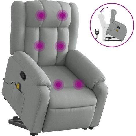 Maison Exclusive - Massagesessel mit Aufstehhilfe Hellgrau Stoff