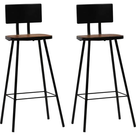 Lot de 2 Chaises de bar Tabourets de bar - Tabouret Haut Bois massif de récupération BV971109 - BonneVie (1/5)