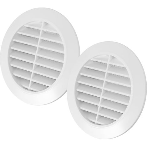 Lot de 2 - Grille de ventilation ronde - Cache-grille de ventilation - Protection insectes intégrée - Pour salle de bain et CVC - Blanc - 10,6x10,6cm (1/5)