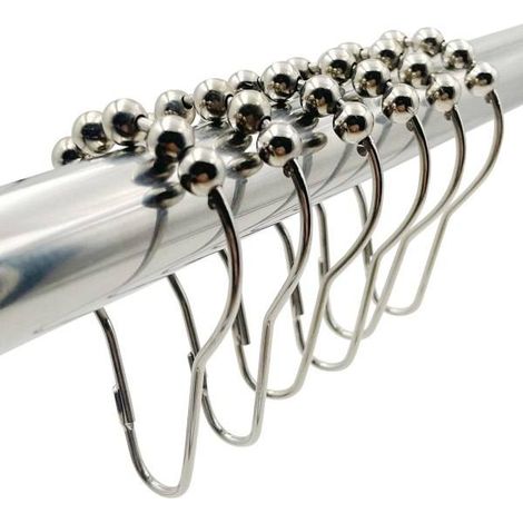 Filiyano-Crochets de rideau de douche, lot de 12 anneaux à roulettes pour tringles à rideaux de salle de bain (1/5)