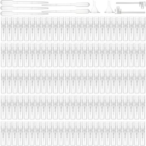 Lot de 109 Mini Flacons Vaporisateurs en Plastique Transparent 2ML Echantillon Parfum Vide Spray, Flacons Vaporisateurs Vides de Voyage Transparents Portable Flacons Atomiseurs (1/5)