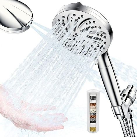 Duschkopf mit 15-stufigem Filter, Antikalk-Sprühdüse, 10 Strahlarten, wassersparender Sprühdüse (1/4)