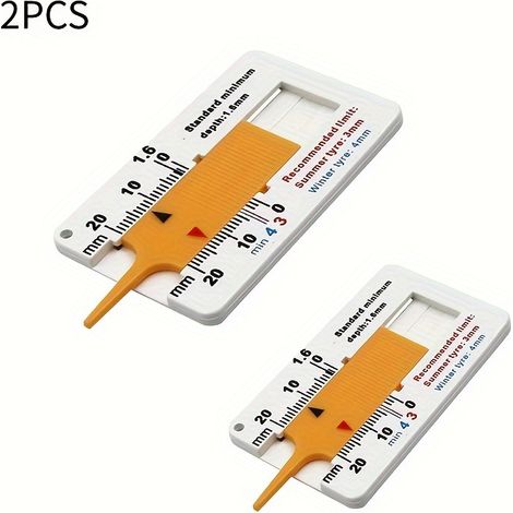 Jauge de profondeur des sculptures de pneus (0–20 mm) — Contrôleur portable de l'usure des pneus Quantité : 2 unités