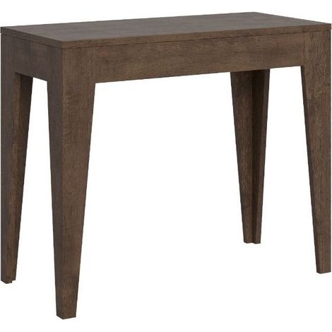 Console extensible bois de noyer 12 personnes 42 à 302cm Kanda-Pied et support sur roulettes (1/5)