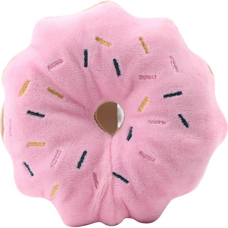 Kauspielzeug für Haustiere, weiches, donut-förmiges Plüschtier, Hundekauspielzeug, reduziert Zähneknirschen, interaktives Spielzeug in Rosa (1/5)
