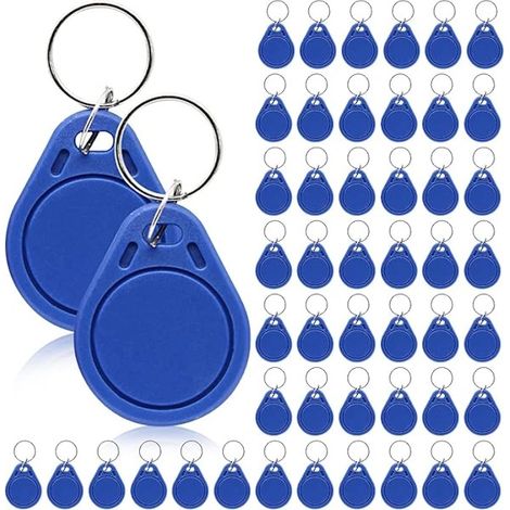 Porte-clés RFID 50 x 125 kHz avec capteur de proximité, bleu, T5577 réinscriptible, étiquette NFC pour la copie/le clonage de cartes. (1/5)