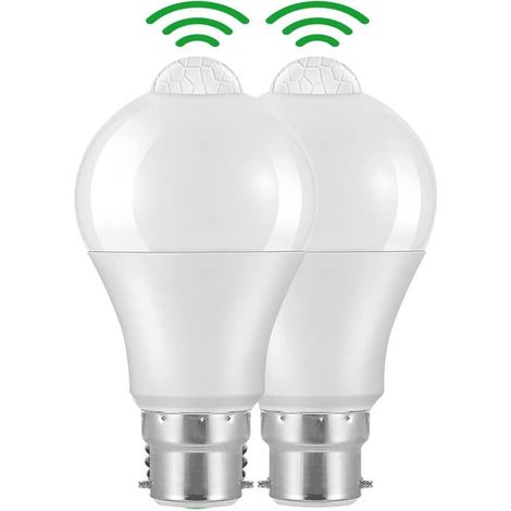 Filiyano-Ampoule LED à baïonnette B22 avec détecteur de mouvement, 12 W, 1020 lm, blanc froid 5700 K, étanche IP42, non dimmable (2 pièces) (1/4)
