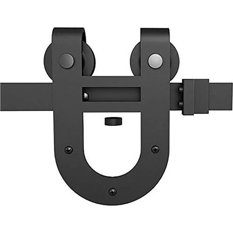 Kit de quincaillerie pour porte de grange Kit de quincaillerie for porte de grange simple, système de rail plat en acier au carbone noir Facile à installer en douceur et en silence ( Color : 1 UK , Si (1/5)