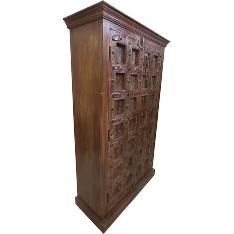 Armario de madera acabado artesanal marrón 120x46x170cm (1/5)
