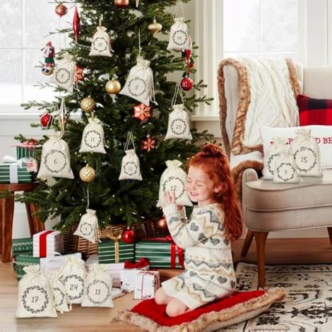 Calendrier de l'Avent à remplir en 2026, 24 sacs en tissu à faire soi-même - Cadeau de Noël (1/4)