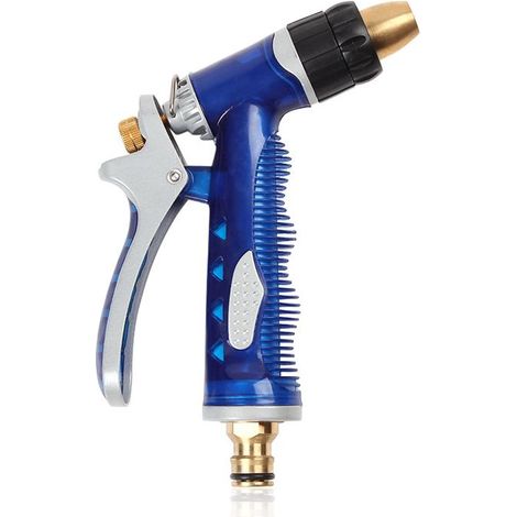 Pistolet à eau de lavage de voiture en cuivre pur bleu de mer, buse de jardinage réglable, pistolet à eau en alliage de zinc pour lavage de voiture à domicile (1/5)
