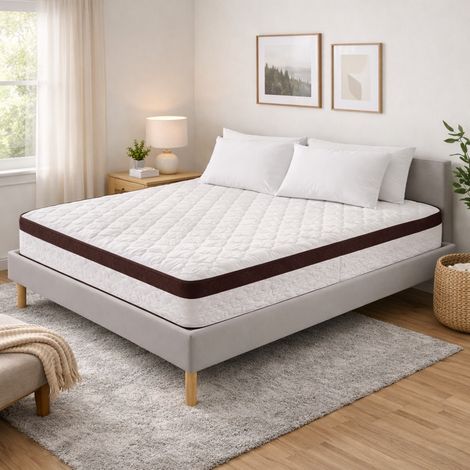 Ensemble Sommier Tapissier et Matelas 120x190 cm - Couleur : Gris - Sommier Déhoussable avec Pieds 20 cm et Lattes Multiplis - Matelas Soutien Très Ferme Confort Enveloppant - (1/5)