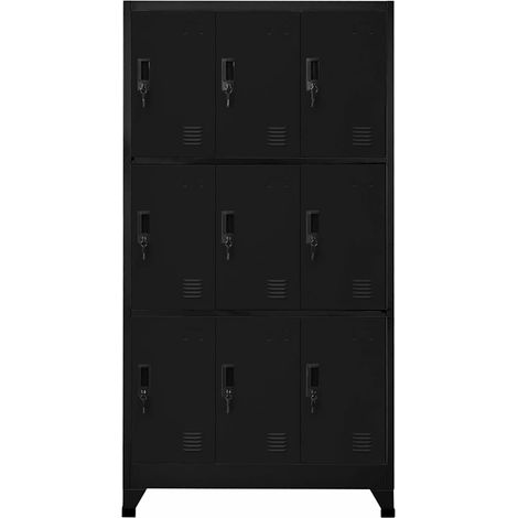 Maison Exclusive - Armadietto con Serratura Nero 90x45x180 cm in Acciaio (1/5)