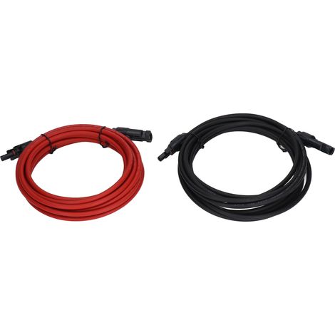 2er-Pack Verlängerungskabel für Solarmodule, 6 mm² (10 AWG) Querschnitt, Nennspannung 1000 V DC, rot und schwarz, Länge 5 m / 16,4 ft (1/5)