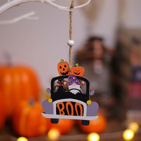 Ornement Halloween - Découpe Bois Citrouille - Décoration Arbre Fête - Pendentif Suspendu Rétrorétro - Lot de 1 (1/5)
