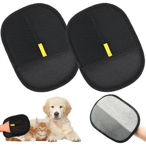 2 Pièces Gant Poils Animaux, Brosse pour Chat, Gant Poil Chat et Chiens, Réutilisable Brosse Anti Poils Animaux pour Lavage Et DémêLage, Gant Brosse Chat pour Canapé Meubles Tapis (A) (1/5)