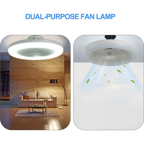 Ventilateur de plafond double fonction avec lampe E27, 3 vitesses de réglage, petit modèle pour chambre d'enfant ou chambre à coucher. (1/2)