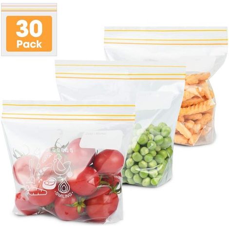 Dailygoods - Sacchetti richiudibili riutilizzabili - Sacchetti sigillati - Sacchetti per congelatore - Sacchetti per sandwich - Confezioni da 30 - Fondo espandibile - Sacchetti con chiusura a zip (1/5)