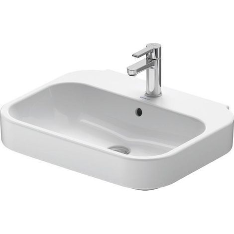 Lavabo DU Happy D.2 600 mm avec trop-plein, bonde, 3 flexibles d'évacuation, blanc
