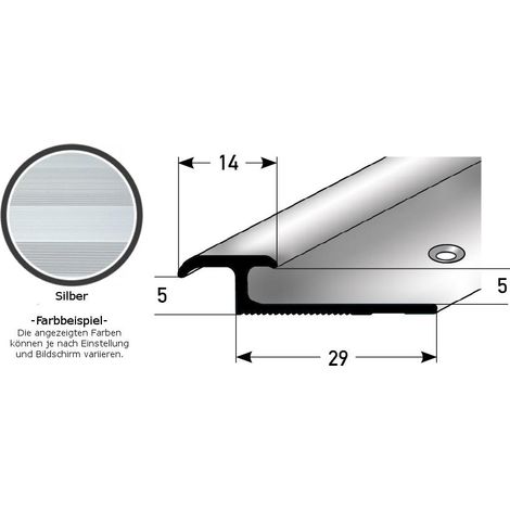 Einschubprofil "Leicester" für Laminat, 3 - 7 mm Einfasshöhe, Aluminium eloxiert, gebohrt-silber-1000-5